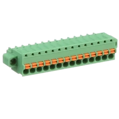 1851355   Position 14 Terminal Block Plug, Female Sockets 0.150" (3.81mm) - 180° Free Hanging (In-Line)