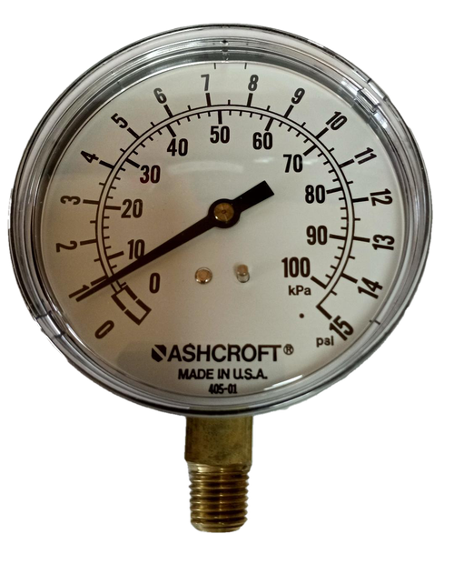 35W1005H02LXZC 15#-AGG  Pressure Gauge 3 1/2 Steel Polycarbonate 0/15PSI