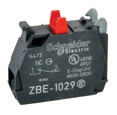 ZBE1029  Switch Contact Block, SPST NC, 6A 120VAC, Ring Tongue Terminal, XB4 Series