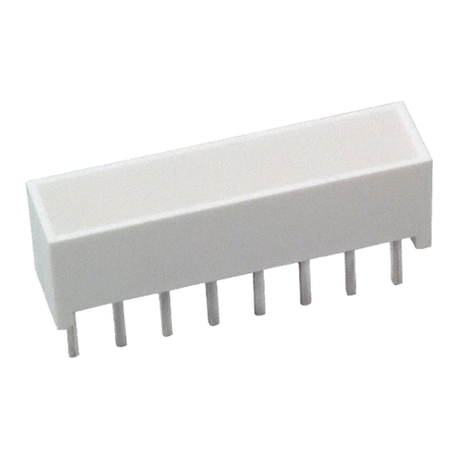 HLMP-2450  LED Circuit Board Indicator Bar - Single, SIP Yellow - 2.1V 25mA Rectangle with Flat Top 19.05mm x 3.81mm Through Hole, RoHS