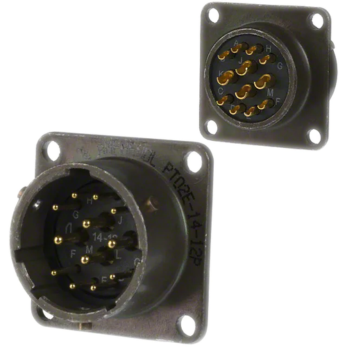 PT02E-14-12P  Circular Connector Receptacle 12 Position Male Pins Solder Cup
