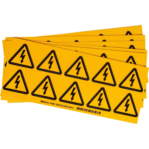 1 Sheet 60202 Warning Labels, Dangerous Electrical Voltage - Vinyl 2 in H x 2 in W,  Y397513