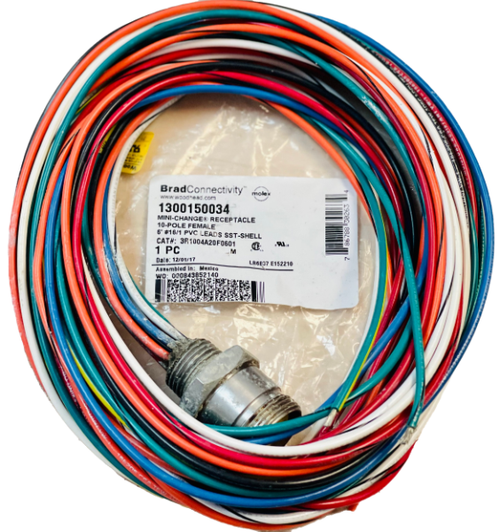 1300150034   Cable Assembly Mini-Change C-Size Receptacle 10 Position Female Straight to Leads Sst-shell.