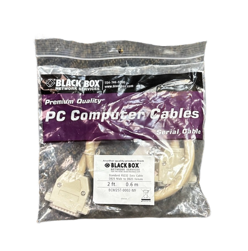 ECM25T-0002-MF  PC Computer Cables Serial Cable Standard RS232 Data Cable DB25 Male To DB25 Female 2FT