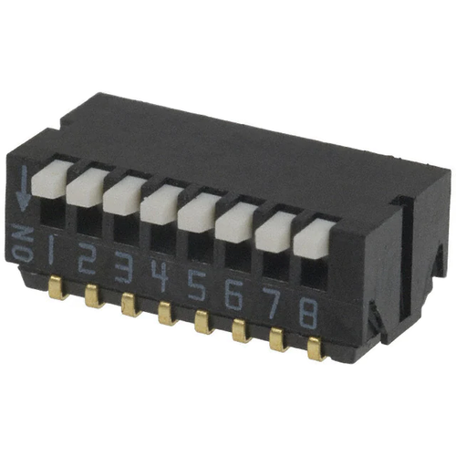 CHP-081TA  Dip Switch SPST 8 Position Surface Mount, Right Angle Piano Actuator 100mA 6VDC :RoHS
