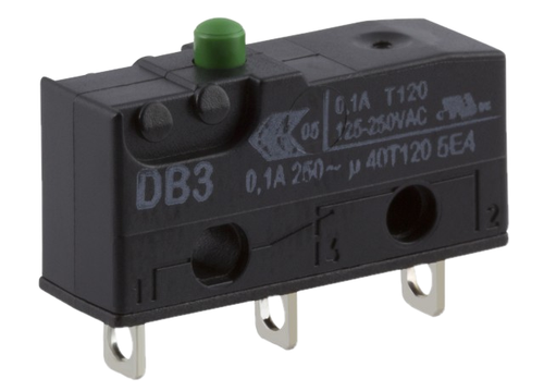 DB3C-A1AA Switch Snap Action N.O./N.C. SPDT Button Solder 0.1A 250VAC 80VDC 1.47N Screw Mount