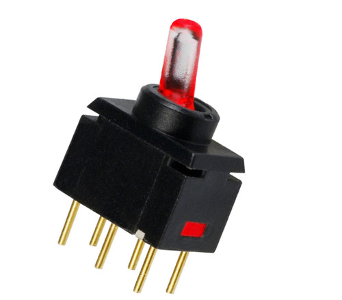 G12JPC Switch Toggle ON None ON SPDT Lighted Lever PC Pins 0.1A 28VAC 28VDC 0.4VA PC Mount