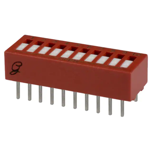 76RSB10S  Dip Switch SPST 10 Position Through Hole Rocker Actuator 150mA 30VDC
