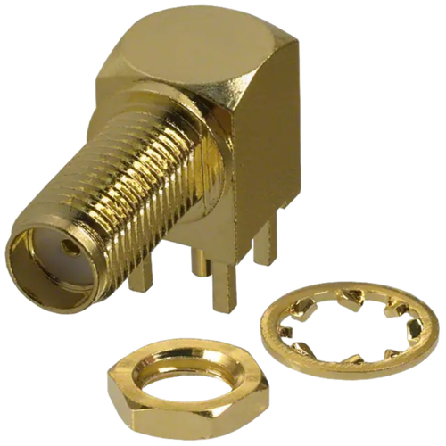 Pack of 2  132203  SMA Connector Jack, Female Socket 50Ohm Panel Mount, Through Hole, Right Angle Solder