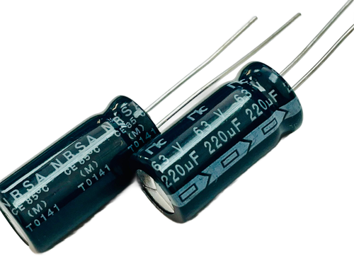 Pack of 10  Capacitor Aluminum Lytic Radial  220uF 63V 20%, NRSA Series,  Bulk