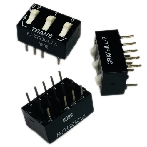 Black  Switch DIP N.O./N.C. SPDT 3 Raised Slide 0.15A 30VDC PC Pins 2000 Cycles/SwitchCycles 2.54mm Thru-Hole