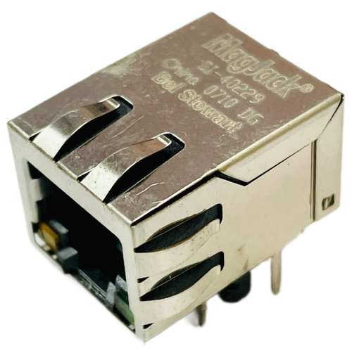 SI-40229   Connector Telephone/Telecom Integrated Magnetics F 8 POS 2.54mm Solder RA Thru-Hole 12 Terminal 1 Port