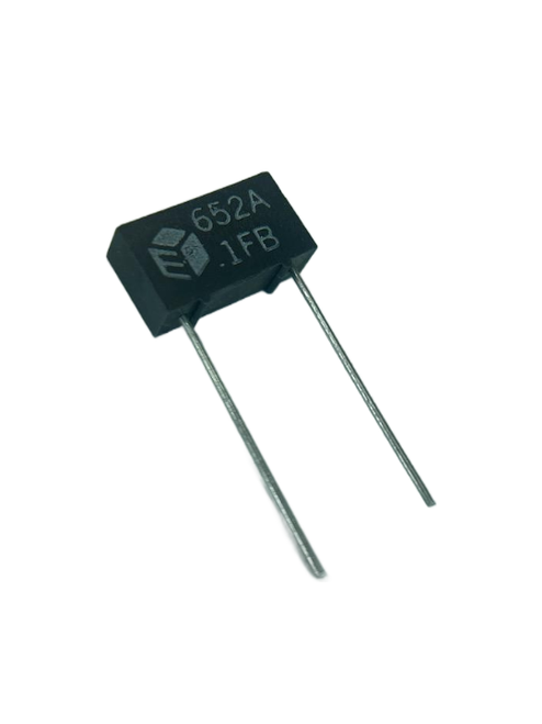 652A1B1041F  Capacitor Metallized Polycarbonate, Flame Retardant Epoxy case, Rectangular Radial Leads, 100v 0.1UF 1% , Bulk, RoHS