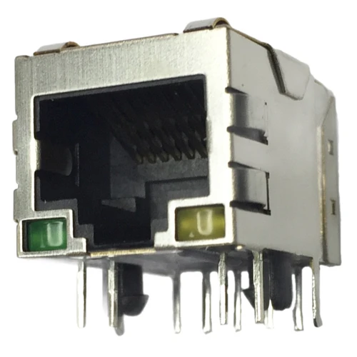 Pack of 2   5-1605450-8   Magnetic Modular Jack, Mag45 1x1 RJ45 Right Angle With LED 100BASE-T , RoHS