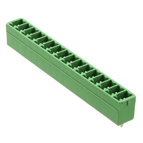 1803565   Terminal Block Header, 16 Position Male Pins, Shrouded (4 Side) 0.150" (3.81mm) Vertical Through Hole  MCV1,5/16-G-3,81