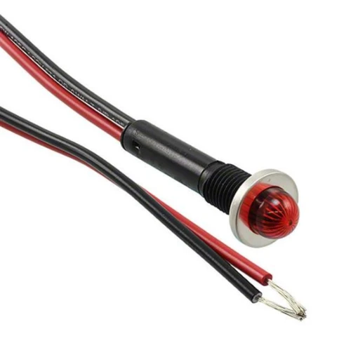 6011M1   Indicator Neon Panel Red 208V ~ 250V Wire Leads - 4.6" (116.84mm) NO WASHER & NUT : RoHS