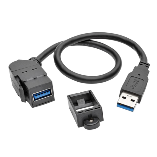 U324-001-KPA-BK Cable Assembly 0.3m USB 3.0 Type A to USB 3.0 Type A M-F, RoHS, Image shown is a representation only