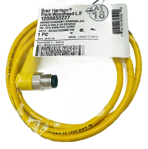 1200650227   Sensor Cables Actuator Cables MIC 3P M/MP 1M 90D 22/3PVC SS, CAT# 803007A09M0108