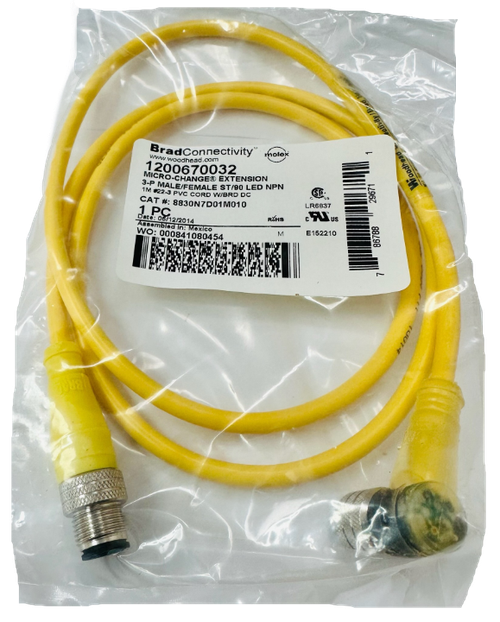 1200670032   Sensor Cables / Actuator Cables MIC 3P M/MFE 1M ST/90 NPN #22, CAT# 8830N7D01M010