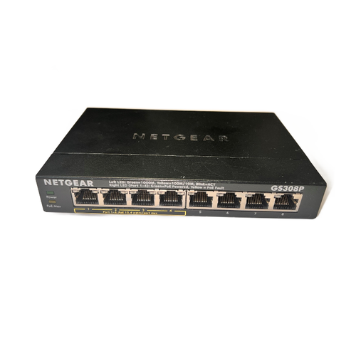 GS308P    8 Port Gigabit Ethernet Switch with 4-Port PoE 10/100/1000 (Not Boxed, No Cords) Used : RoHS