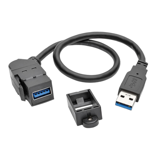 U324-001-KPA-BK USB Cables / IEEE 1394 Cables USB 3.0 Panel Mount Ext. Cable Angled 1'