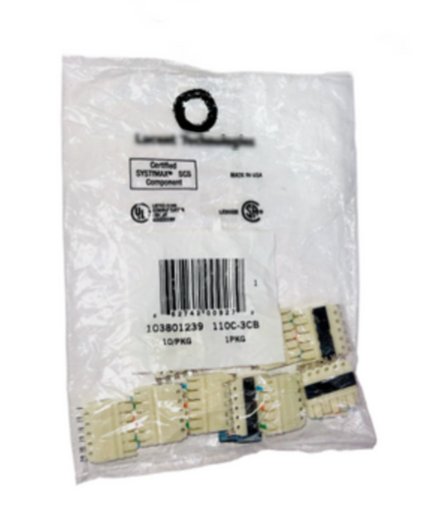103801239 Conn, 110C-3CB, 3 Pair 110 Connecting Clip Punch Block (Bag 10PCS) 110C-3CB