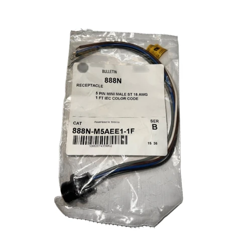 888N-M5AEE1-1F Cable SER B 5Pin Mini Male ST 18AWG 1ft IEC Color Code : RoHS