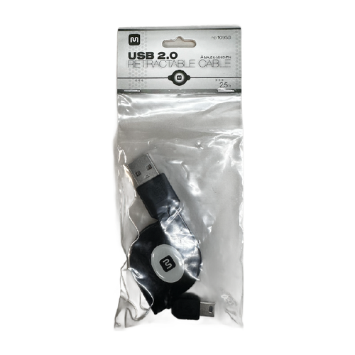 10958 USB 2.0 Retractable Cable - A Male to Mini 5-Pin - 2.5 ft.