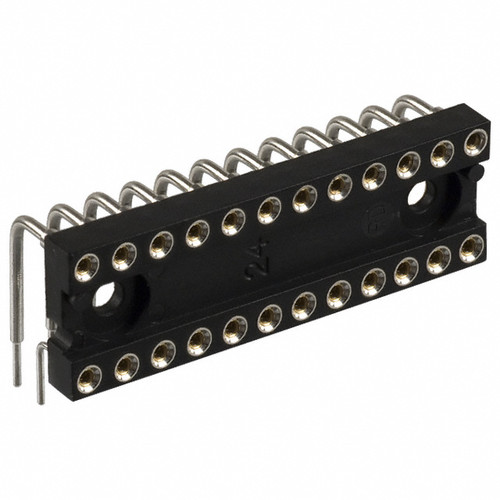 299-93-324-11-001000 Standard Socket Header, 24 (2 x 12) Pos DIP, 0.3" (7.62mm) Row Spacing Socket Gold Through Hole, Right Angle, Horizontal