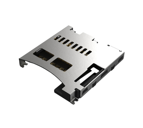Pack of 4 MEM2051-00-195-00-A Connector 9 (8 + 1) Position Card Connector Secure Digital - microSD™ Surface Mount, Right Angle Gold