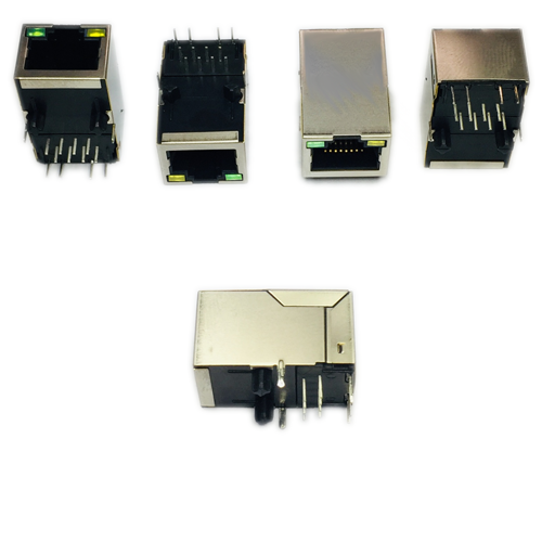 1PC 1 Port RJ45 Magjack Green/Yellow LED Connector Through Hole 10/100 Base-T, AutoMDIX 1PORT 100 BASE-T