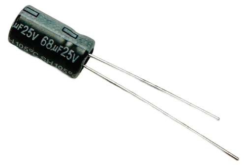 Pack of 10 Capacitor Aluminum electrolytic 68UF 25V 20% (8 X 11mm) Radial 3.5mm 105C Bulk