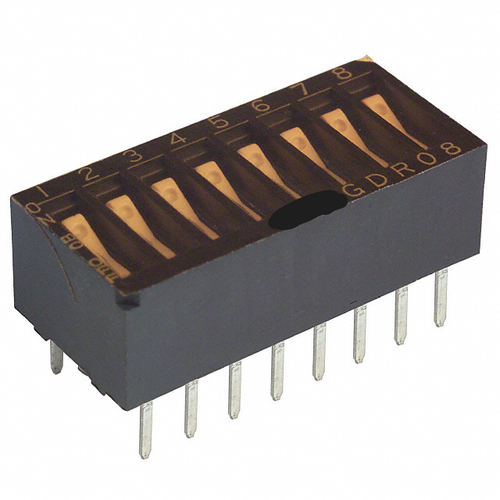 1825286-7 Dip Switch SPST 8 Position Through Hole Rocker Actuator 25mA 24VDC