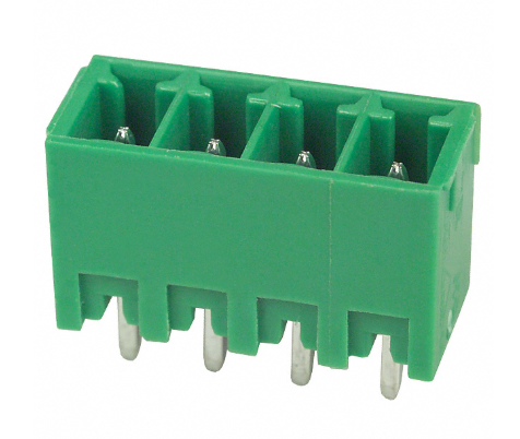 EDSTLZ1555/4 Connector 4 Position Terminal Block Header, Male Pins, Shrouded (4 Side) 0.150" (3.81mm) Vertical Through Hole