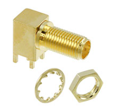 73251-2201 SMA Connector Jack, Female Socket 50 Ohms Panel Mount, Through Hole, Right Angle Solder, RoHs