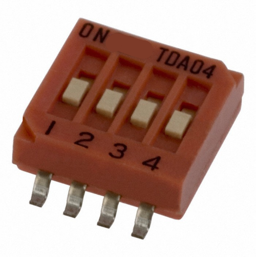 TDA04H0SK1 Switch Dip SPST 4 Position Surface Mount Slide (Standard) Actuator 25mA 24VDC