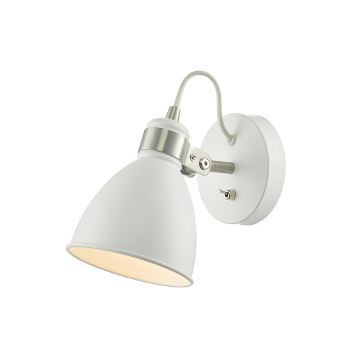 Dar Lighting Dar  FRE0702 Frederick White and Satin Chrome Wall Light 
