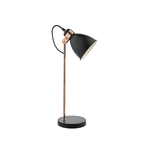 Dar Lighting Dar  FRE4222 Frederick Black and Copper Desk Lamp 