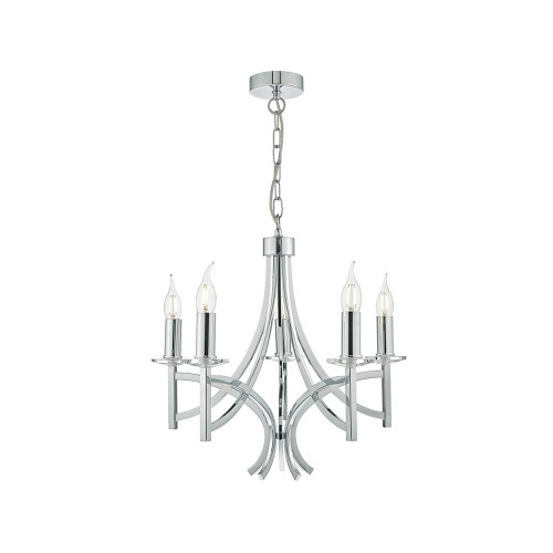 Dar Lighting Dar  LYO0550 Lyon 5 Light Polished Chrome/Crystal Pendant 