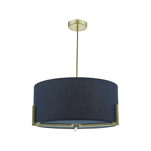 Dar Lighting Dar  SAN0323 Santino 3 Light Gold/Navy Pendant 