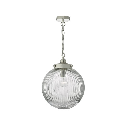 Dar Lighting Dar  TAM0138 Tamara 1 Light Satin Nickel/Clear Pendant 