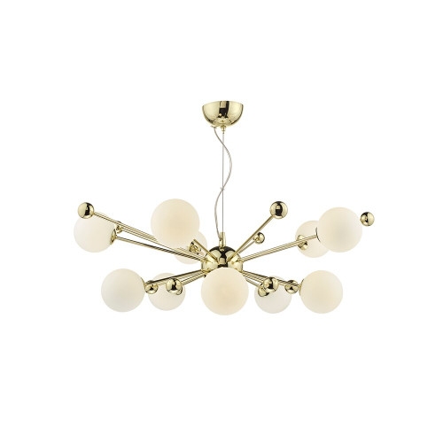 Dar Lighting Dar  URS2335 Ursa 10 Light Polished Gold &amp; Opal Glass Pendant 