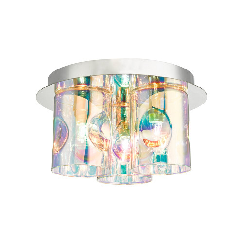 Dar Lighting Dar  INT5350 Inter 3 Light Chrome/Glass Flush Ceiling Fitting 