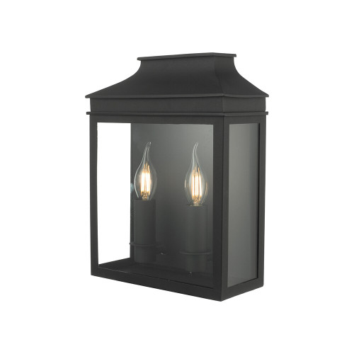 Dar Lighting Dar VAP5022 Vapour Outdoor 2 Light Black Lantern Wall Fitting 