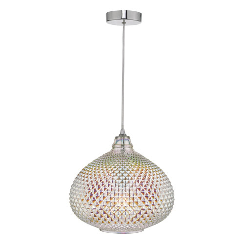 Dar Lighting Dar ROI0155 Roisin Polished Chrome Glass Pendant 