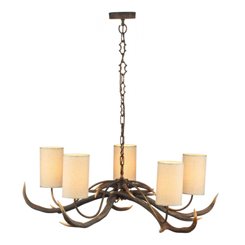 David Hunt Lighting David Hunt ANT0529S Antler 5 Light Rustic Coloured Pendant 