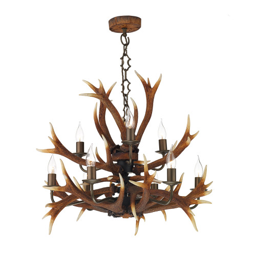 David Hunt Lighting David Hunt ANT1329 Antler 9 Light Rustic Tiered Pendant 