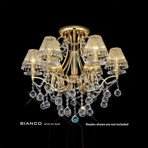 Diyas Lighting Diyas IL30216/BI Bianco 6 Light Gold Plated Chandelier 