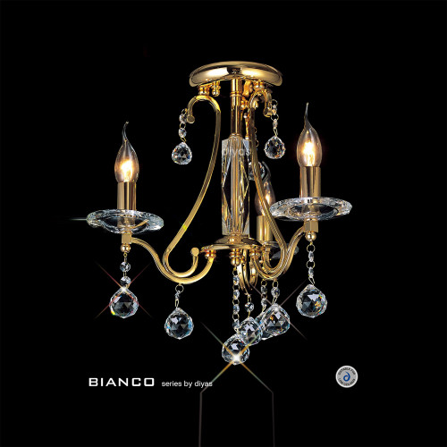 Diyas Lighting Diyas IL30213 Bianco 3 Light Gold Plated Ceiling Pendant 