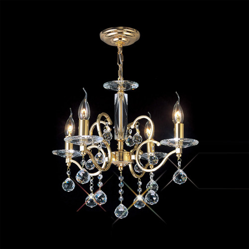 Diyas Lighting Diyas IL30224 Zinta 4 Light Gold Plated &amp; Crystal Chandelier 